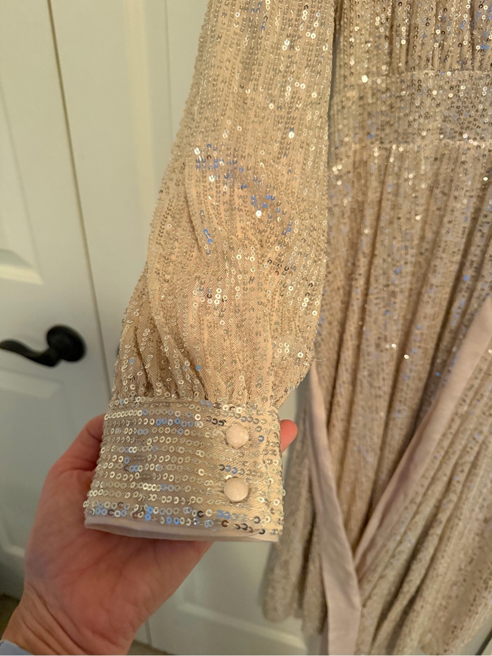 LC Lauren Conrad Champagne Sequin Wrap Maxi Dress - Picture 10 of 10